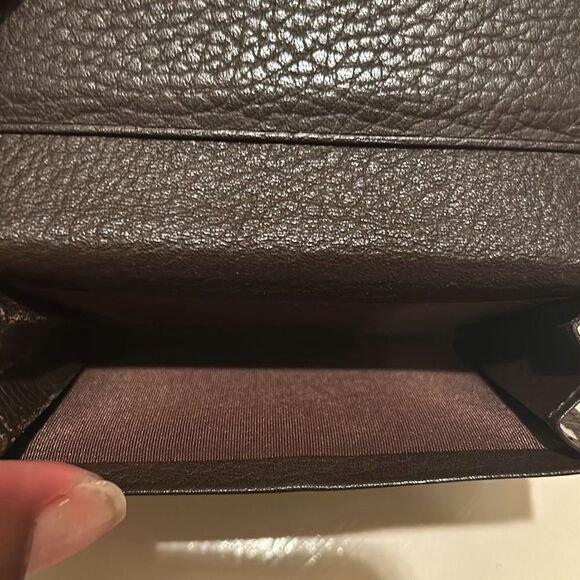 Burberry Unisex Bifold Card Case Coin Pouch Brown Pebbled Leather Minimalist - Picture 6 of 12